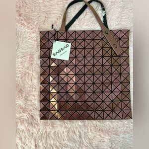 Issey Miyake Brown Geometric Tote